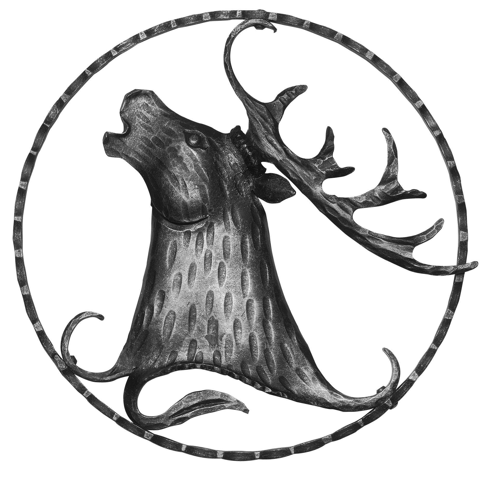 Cerf (à gauche) élément décoratif | Ø 300 mm | acier S235JR, brut
