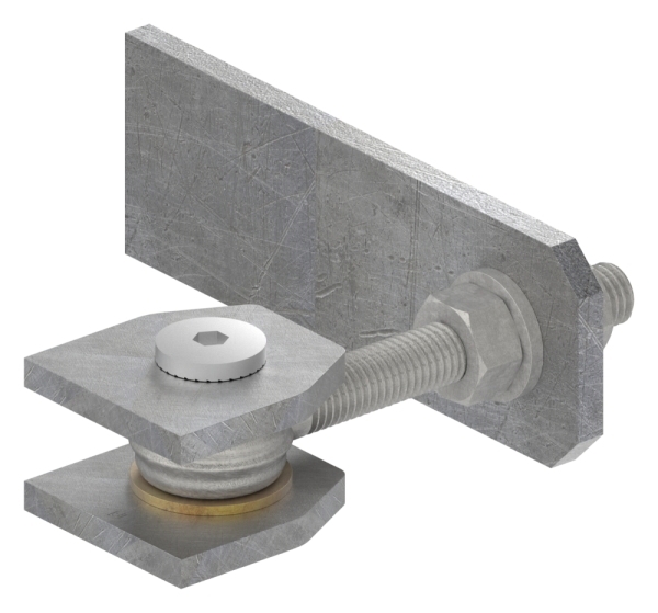 Charnière de porte M12 | réglable | patte à trous oblongs | acier (brut) S235JR
