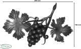 Raisin | Dimensions : 240x180 mm | avec feuilles de vigne | Matériau : Ø 8 mm | Acier S235JR, brut