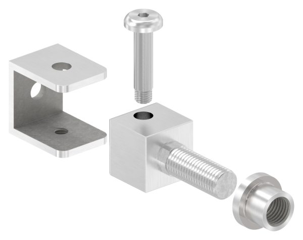 Charnière de portail réglable avec manchon fileté M16, V2A