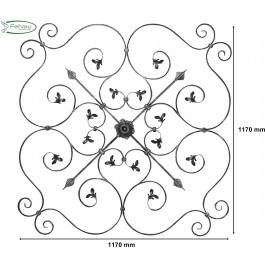 baroque lourd | dimensions : 1170x1170 mm | matériau : 16x8 mm, rainuré | acier S235JR, brut