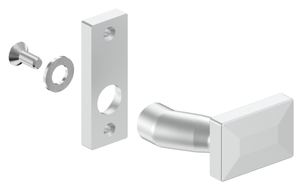 Poignée de porte en aluminium | fixe avec plaque courte en aluminium | aluminium EV1