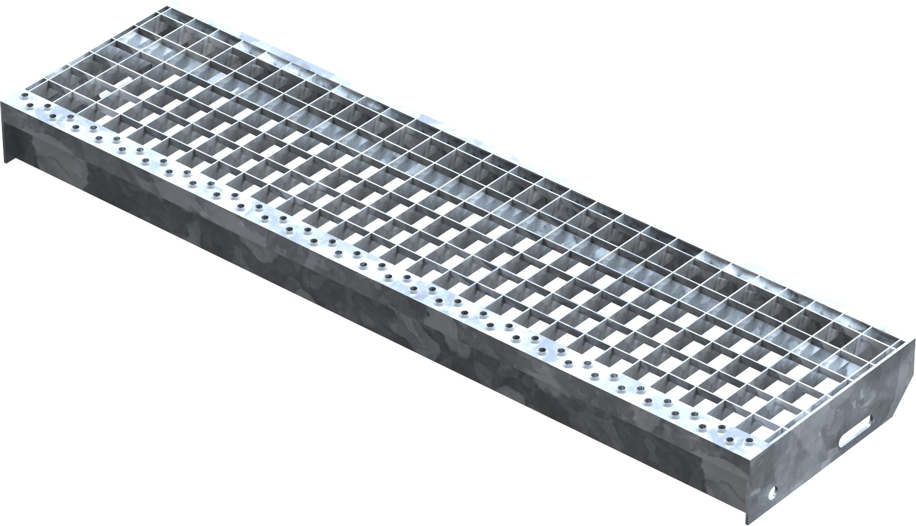 Marche en caillebotis Marche d'escalier | Dimensions : 900x240 mm 30/30 mm | S235JR (St37-2), galvanisé à chaud en bain complet