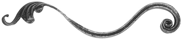 Baroque lourd | Dimensions : 55x265 mm | Matériau : 16x8 mm, rainuré | Acier S235JR, brut