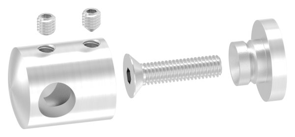 Support de barre transversale Ø 22 mm | raccord : plat | avec alésage : 10,2 mm - 14,2 mm | V2A