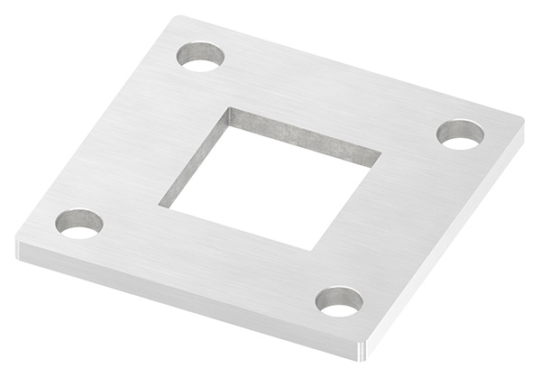 Plaque d'ancrage | dimensions : 92 x 92 x 6 mm | avec trou de centrage : 40,2 x 40,2 mm | V2A