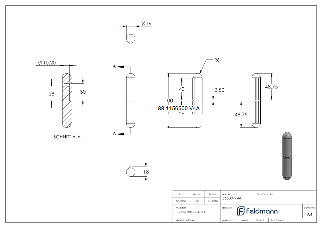 Sangle à souder, longueur : 100mm, V4A