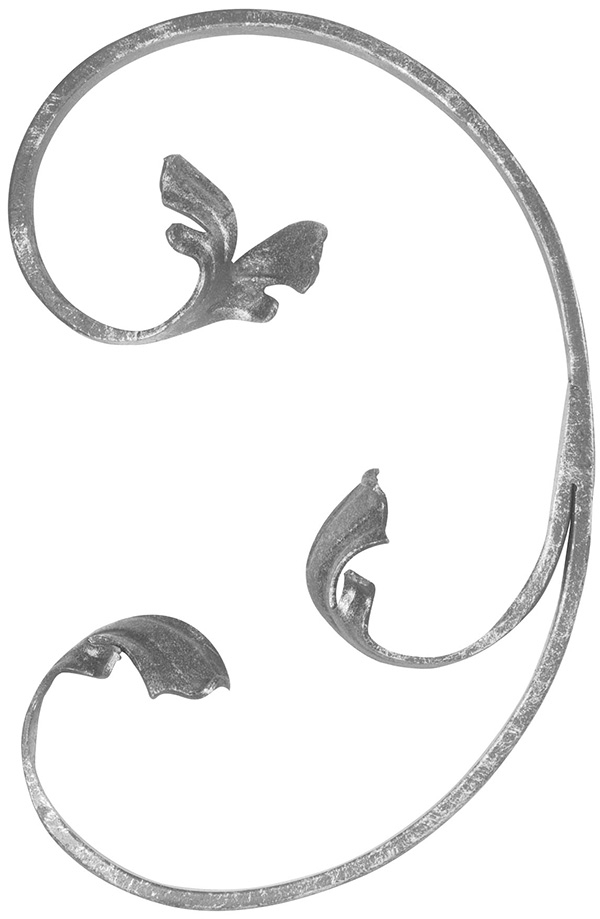 baroque clair | gauche | dimensions : 150x220 mm | matériau : 12x5 mm | acier S235JR, brut