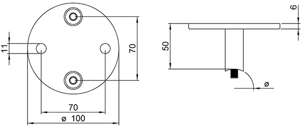 Fixation murale pour tube rond Ø 48,3 mm V2A