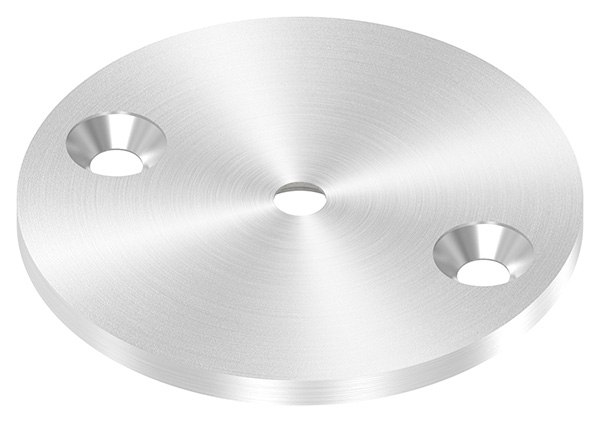 Plaque d'ancrage Ø 70 x 4 mm avec trou de centrage : Ø 6,5 mm, fraisés | V2A