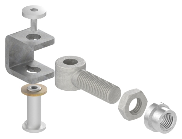 Charnière de portail M16 | réglable | soudable | acier (brut) S235JR
