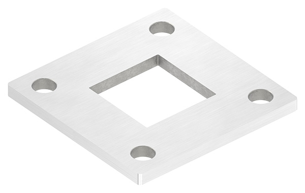 Plaque d'ancrage | dimensions : 92 x 92 x 6 mm | avec trou de centrage : 40,2 x 40,2 mm | V2A