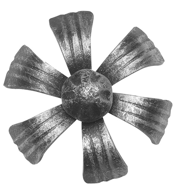 Rosette / pièce décorative | fleur décorative (lys) rosette Ø 100x5 mm | acier (brut) S235JR