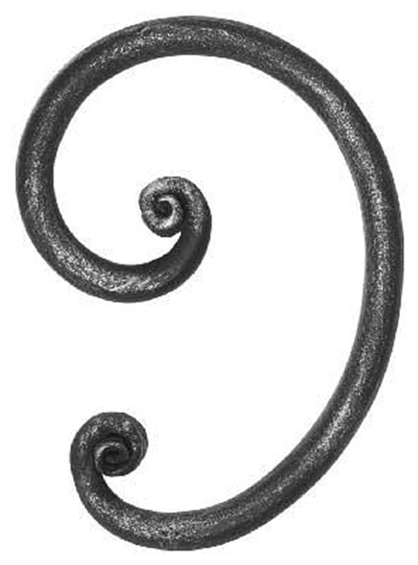 Fer rond baroque | Dimensions : 110x155 mm | Acier S235JR, brut