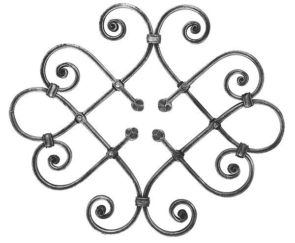 Baroque lourd | Dimensions : 405x480 mm | Matériau : 16x8 mm, rainuré | Acier S235JR, brut