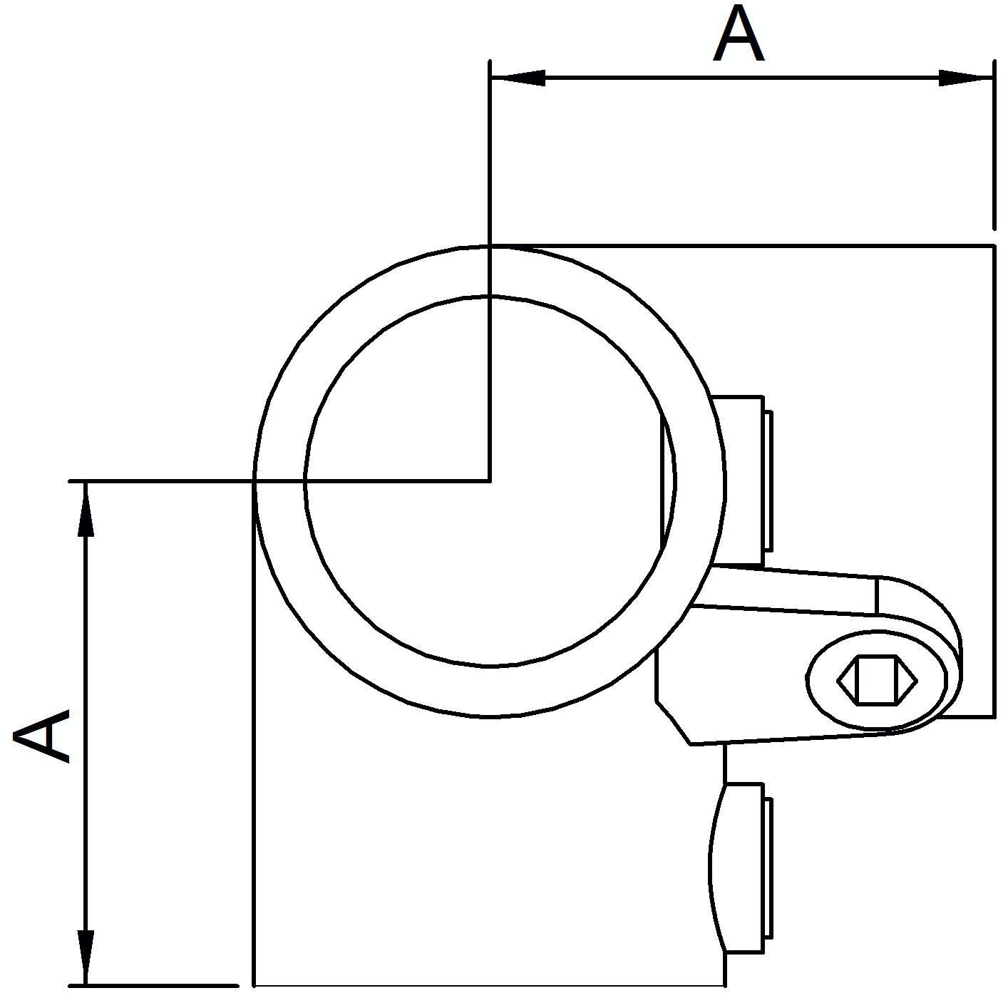Raccord de tuyauterie | Pièce d'angle à trois voies 90° | 128S17 | 17.2 mm | 3/8" | Fonte malléable et électrozinguée