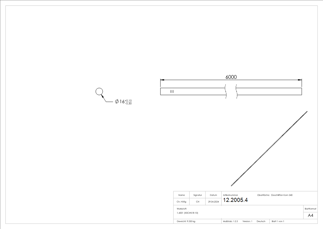Barre ronde Ø 16 mm á 3 m