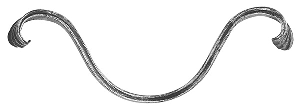 Vis baroque | Baroque lourd | Dimensions : 90x280 mm | Matériau : 16x8 mm, rainuré | Acier S235JR, brut