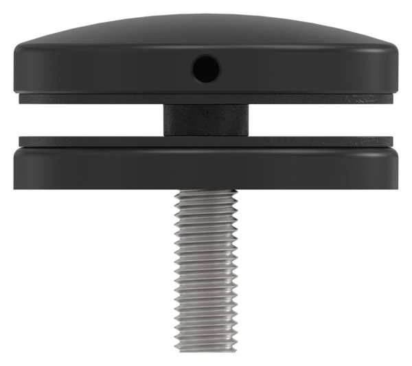 Glaspunkthalter 72mm- Anschluss- flach- V2A- pulverbeschichtet in RAL 9005 schwarz matt-88-1160197-240.9005