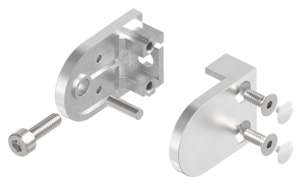 Pince à verre | dimensions 40x28x17.4 mm | connexion : plate - Ø 42.4 mm | V2A