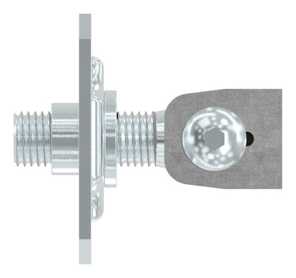 Charnière M22 | réglable | avec plaque de montage | acier (brut) S235JR