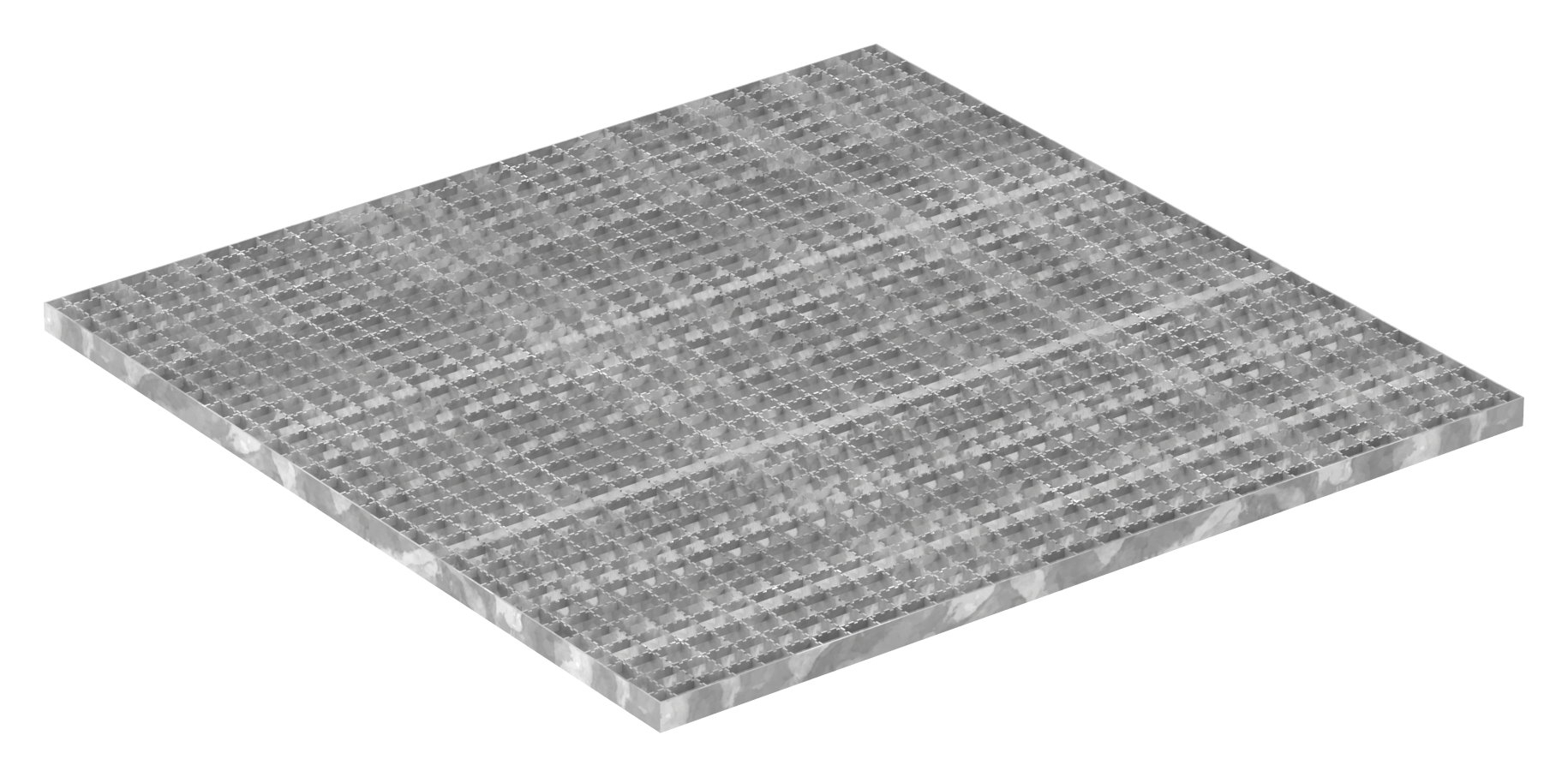 caillebotis industriel | dimensions : 1000x1000 mm ; 30/30 mm ; 30/2 mm R12 | S235JR (St37-2), galvanisé à chaud en bain complet