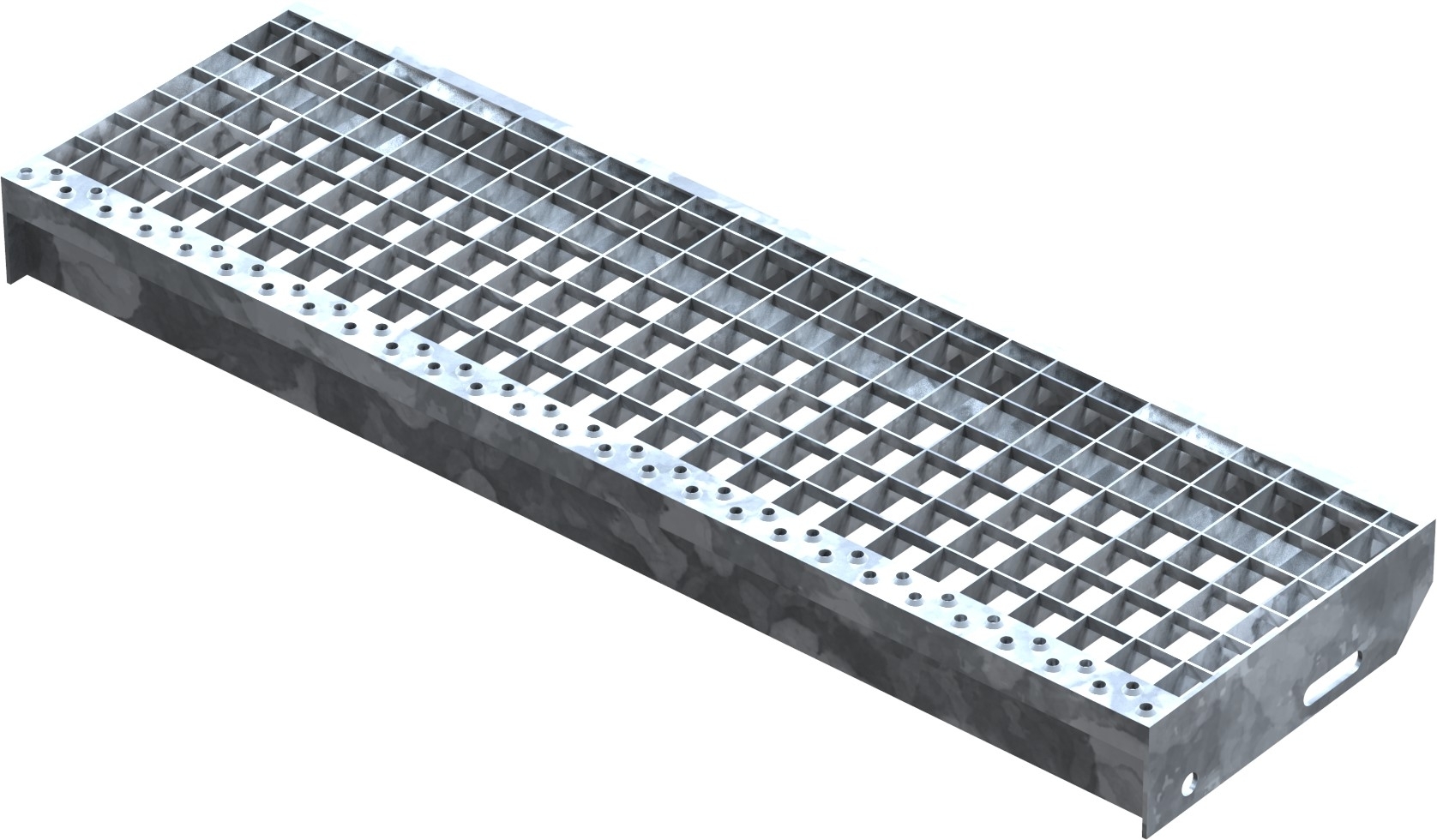 Marche en caillebotis Marche d'escalier | Dimensions : 800x240 mm 30/30 mm | S235JR (St37-2), galvanisé à chaud en bain complet
