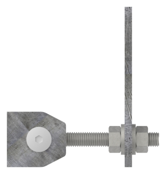 Charnière de porte M12 | réglable | patte à trous oblongs | acier (brut) S235JR