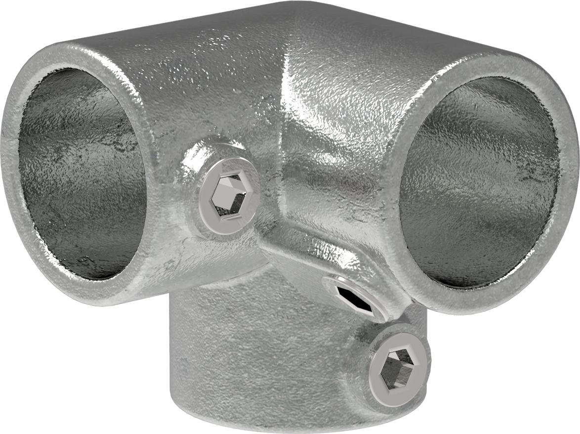 Raccord de tuyauterie | Pièce d'angle à trois voies 90° | 128S17 | 17.2 mm | 3/8" | Fonte malléable et électrozinguée