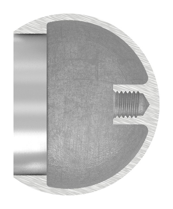 Boule d'extrémité creuse pour tube de 42,4 mm, avec M8