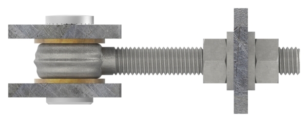 Charnière de porte M12 | réglable | patte à trous oblongs | acier (brut) S235JR