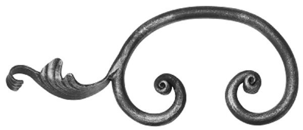 Fer rond baroque | Dimensions : 270x110 mm | Acier S235JR, brut