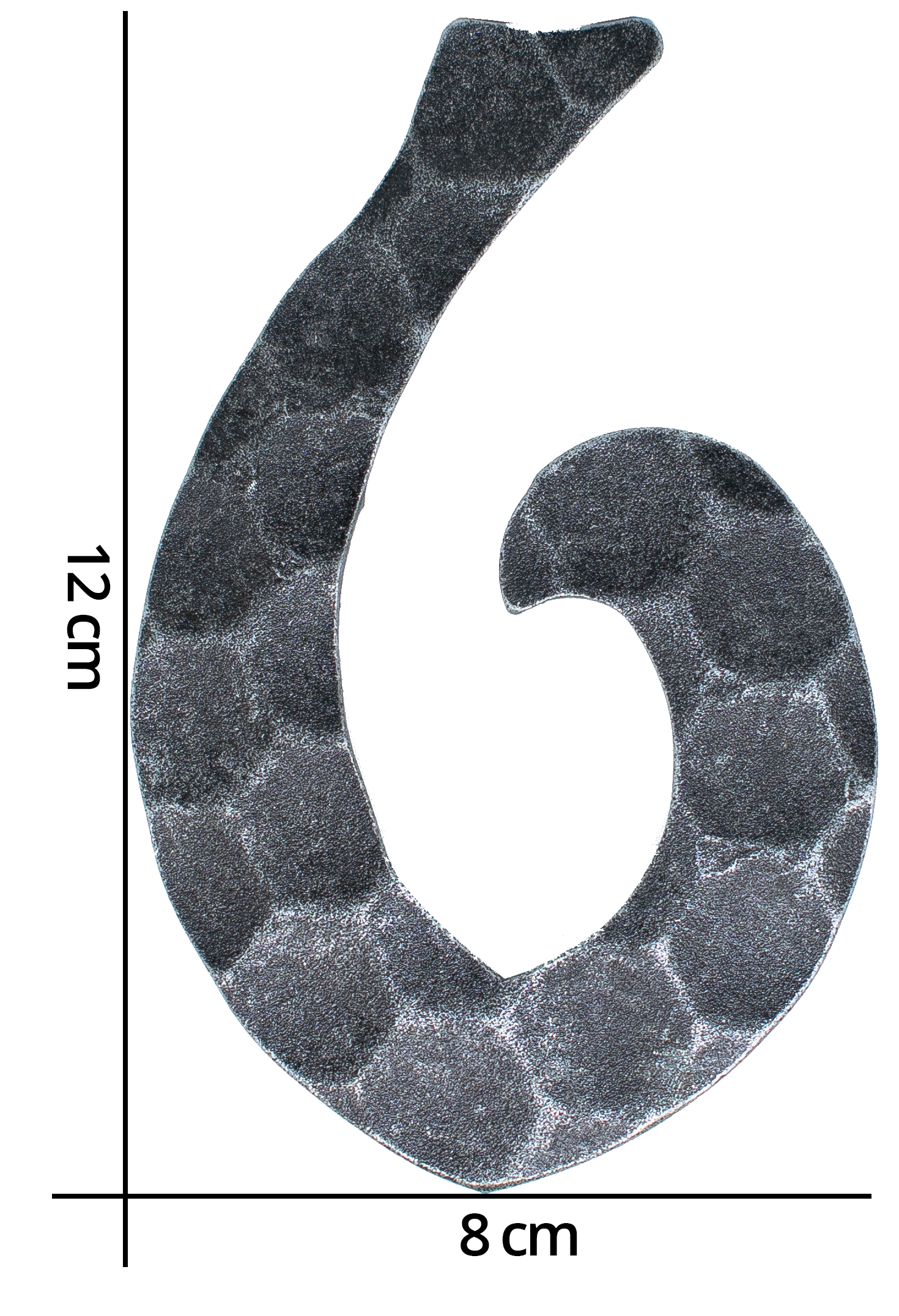 Numéro de maison 6 | dimension 12x8 cm | matériau 4 mm martelé | acier (brut) S235JR