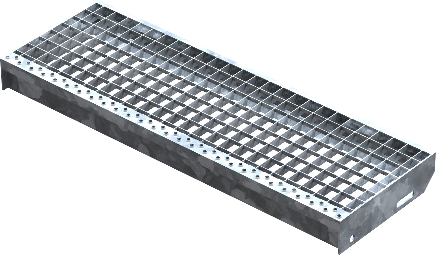 Marche en caillebotis Marche d'escalier | Dimensions : 800x270 mm 30/30 mm | S235JR (St37-2), galvanisé à chaud en bain complet