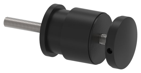 Glaspunkthalter 52mm- flach- verstellbar- V2A- pulverbeschichtet in RAL 9005 schwarz matt-88-1160195-240-V.9005