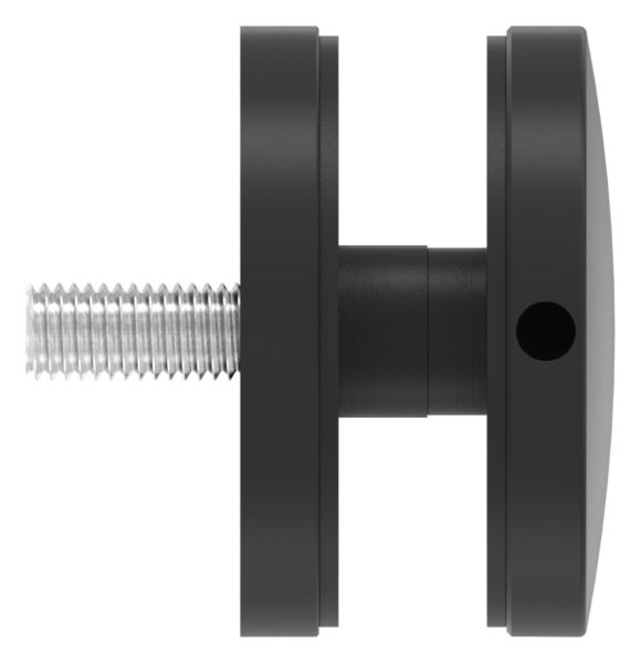 Glaspunkthalter 62mm- Anschluss- flach- V2A- pulverbeschichtet in RAL 9005 schwarz matt-88-1160240-240.9005