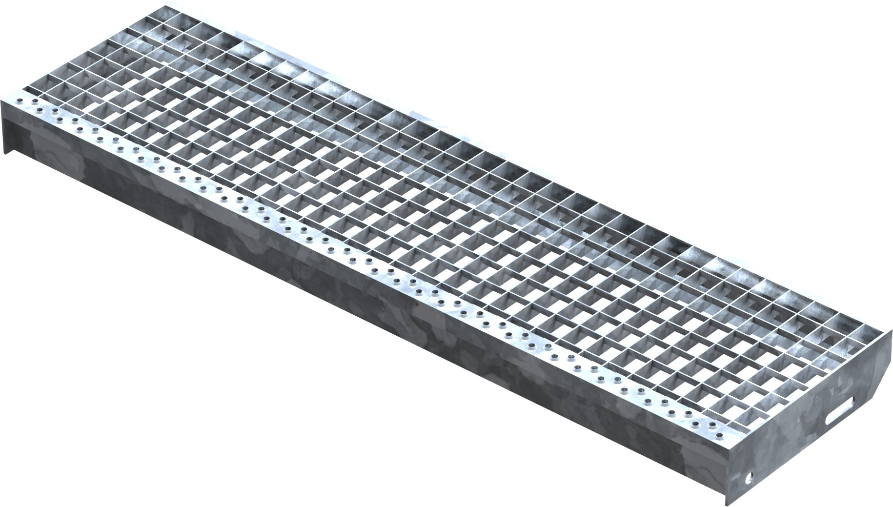 Marche en caillebotis Marche d'escalier | Dimensions : 1000x270 mm 30/30 mm | S235JR (St37-2), galvanisé à chaud en bain complet
