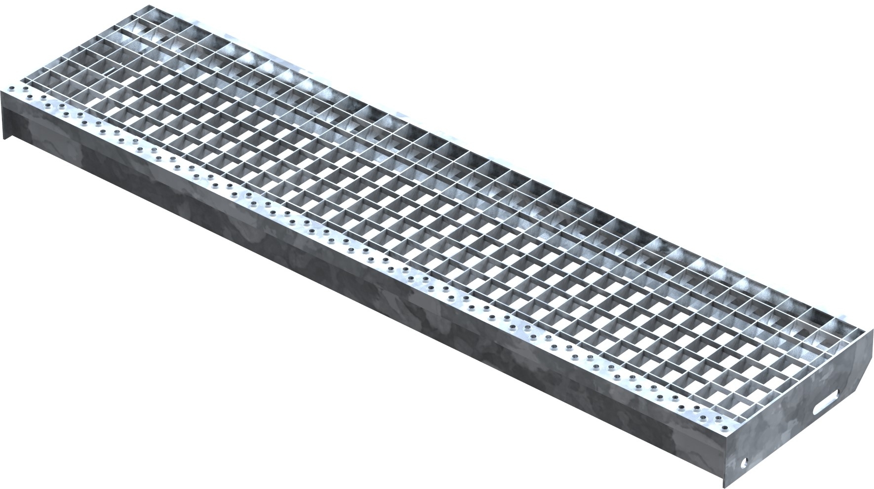 Marche en caillebotis Marche d'escalier | Dimensions : 1100x270 mm 30/30 mm | S235JR (St37-2), galvanisé à chaud en bain complet