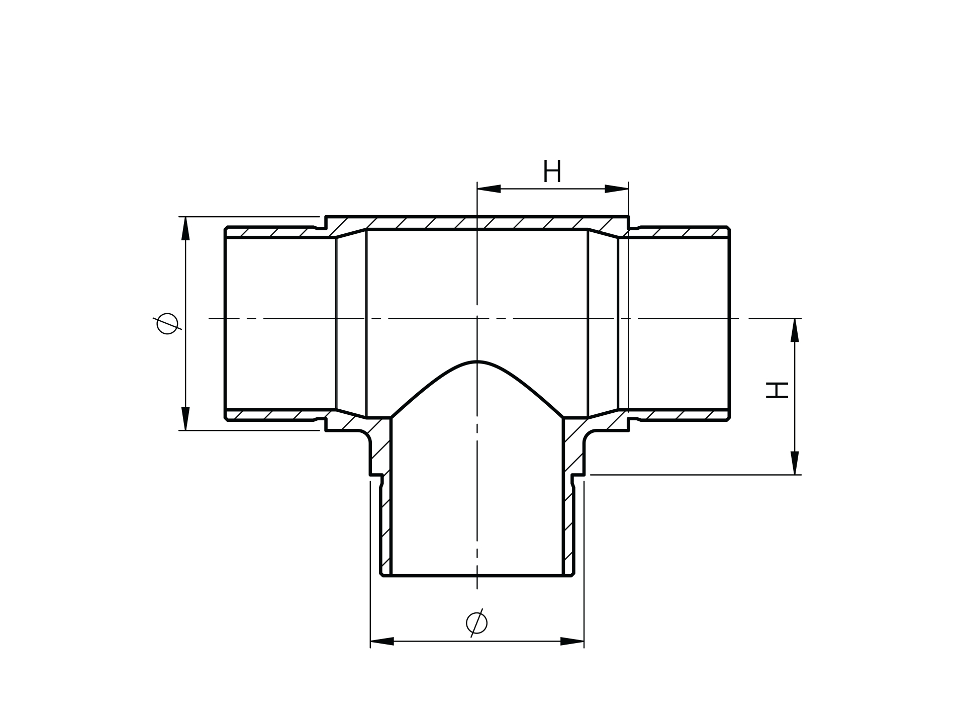 Pièce en T à sorties égales pour tube rond Ø 42.4x2.0 mm V2A
