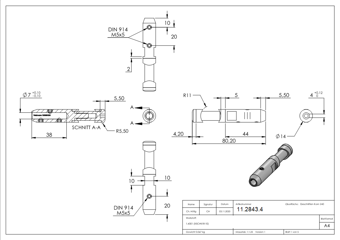 Porte-corde pour vissage et tension | Pour corde Ø 6 mm | V2A