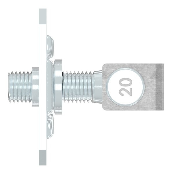 Charnière de portail M20 | réglable | avec plaque de montage | acier (brut) S235JR