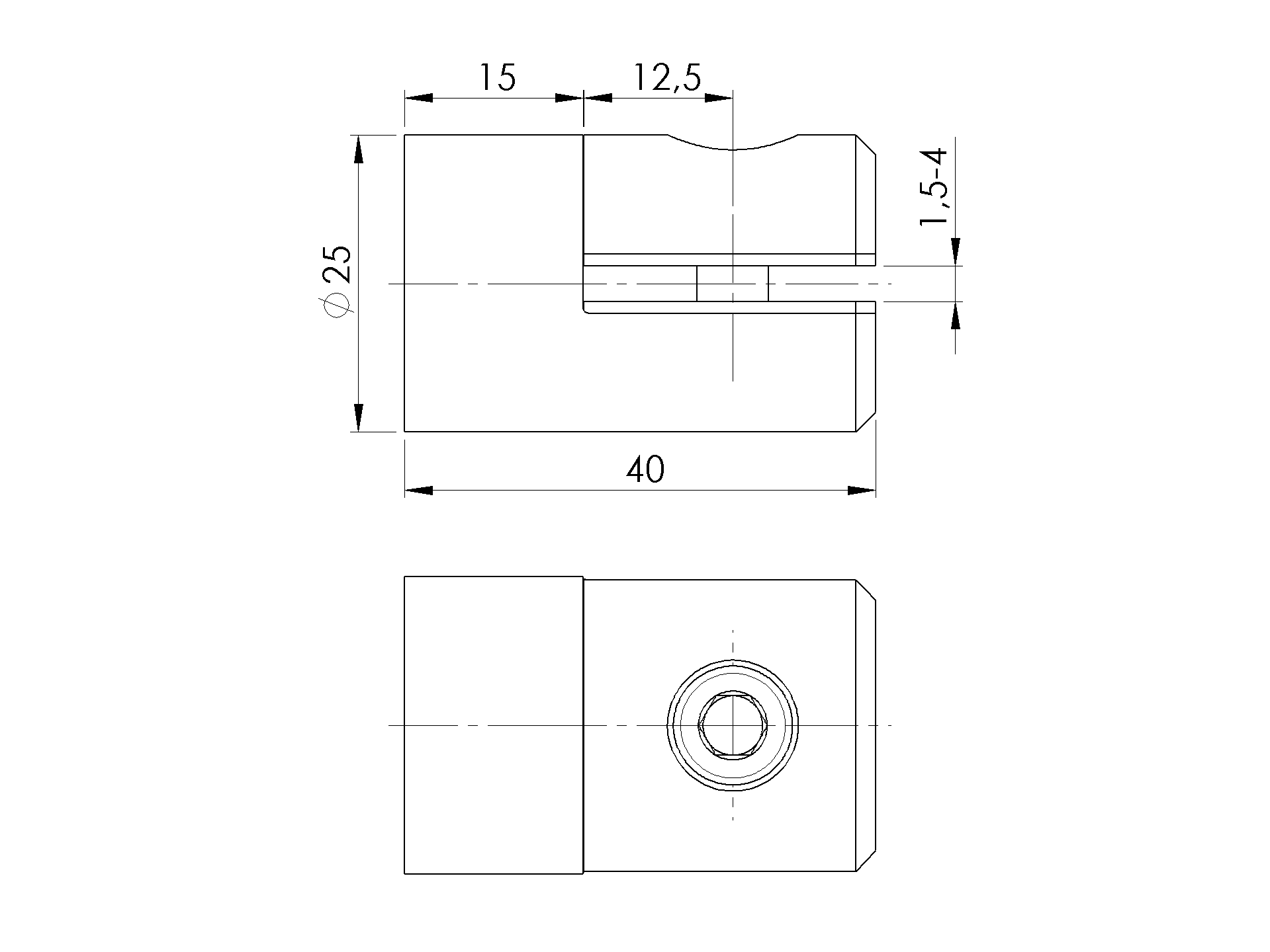 Blechhalter Ø 25 mm - fuer Anschluss- flach - V2A-12-2100-A.4