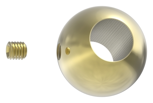 Boule en laiton Ø 25mm avec trou DG 12.2mm