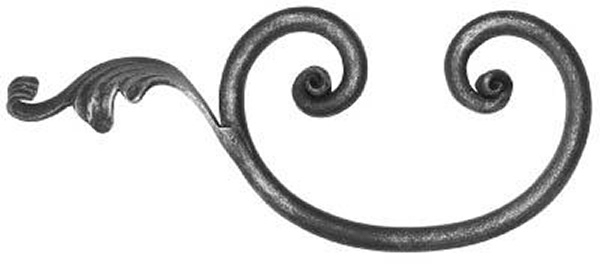 Fer rond baroque | Dimensions : 270x110 mm | Acier S235JR, brut