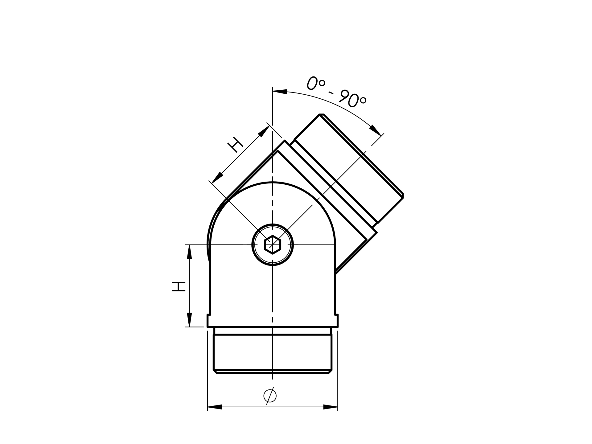 Pièce d'articulation pour tube rond Ø 33.7x2.0 mm V2A