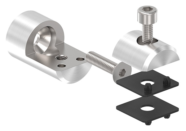 Support de tôle Ø 25 mm V4A pour connexion plate/droite
