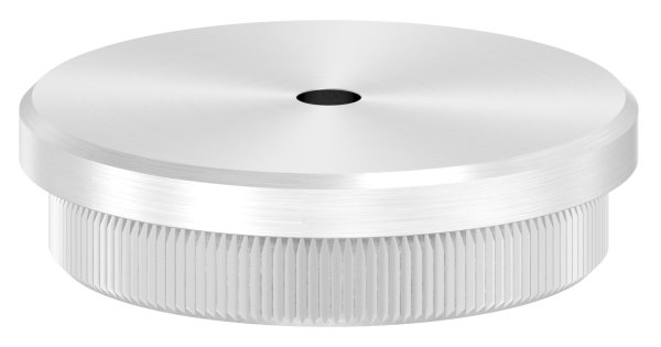 Bouchon plat V2A en matériau solide pour Ø 48,3x2,6 mm avec trou de drainage 5 mm