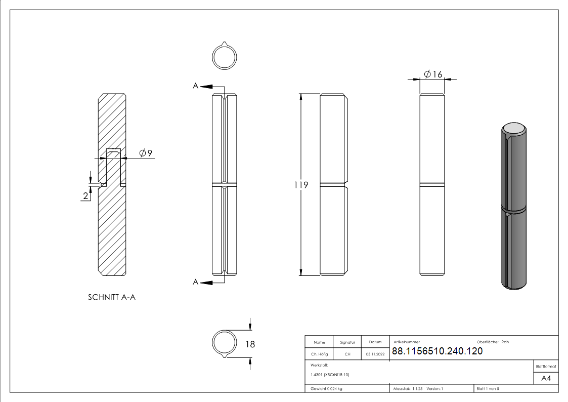 Bande à souder, longueur : 120mm, embout fixe, V2A