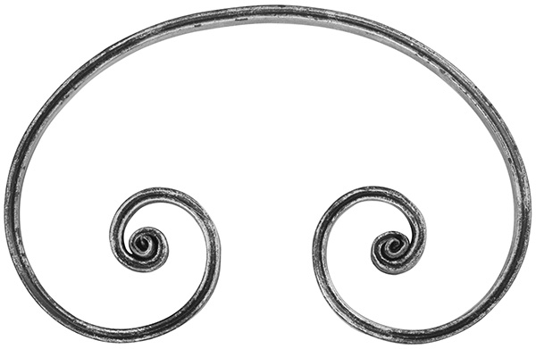 Baroque lourd | Dimensions : 300x200 mm | Matériau : 16x8 mm, rainuré | Acier S235JR, brut