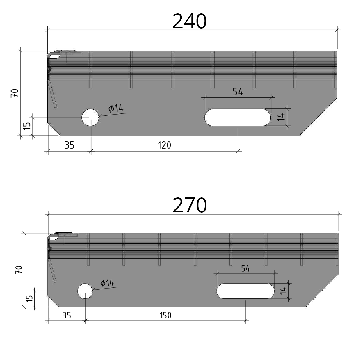 Marche en caillebotis Marche d'escalier | Dimensions : 1000x240 mm 30/30 mm | S235JR (St37-2), galvanisé à chaud en bain complet